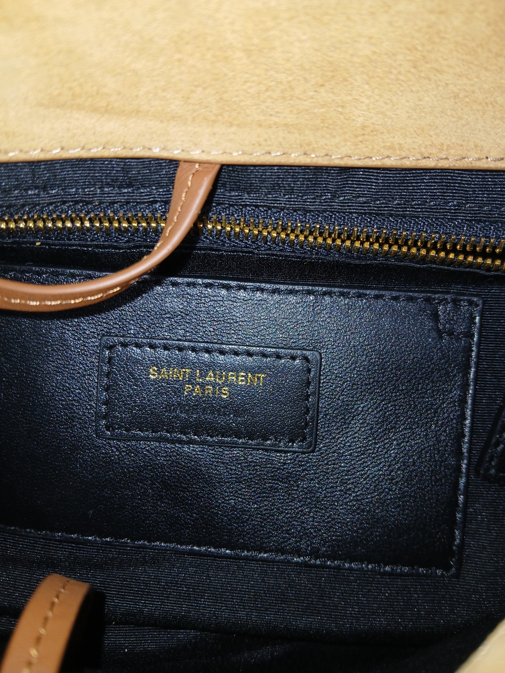 Saint Laurent Beige Suede Quilted Chain Shoulder Bag - Picture 2 of 4